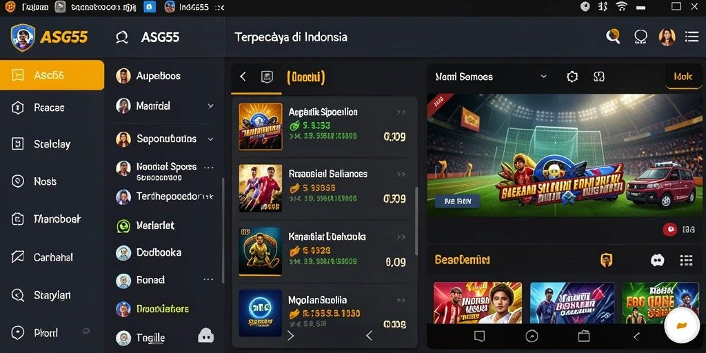 Tampilan menarik dari aplikasi ASG55 saat bermain Sportsbook.