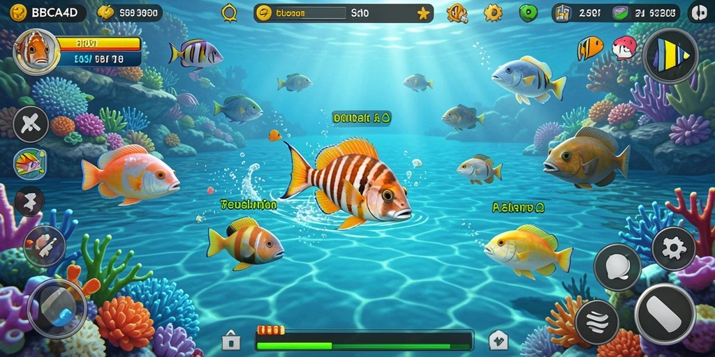 Tampilan gameplay BBCA4D menampilkan aksi menembak ikan yang seru.