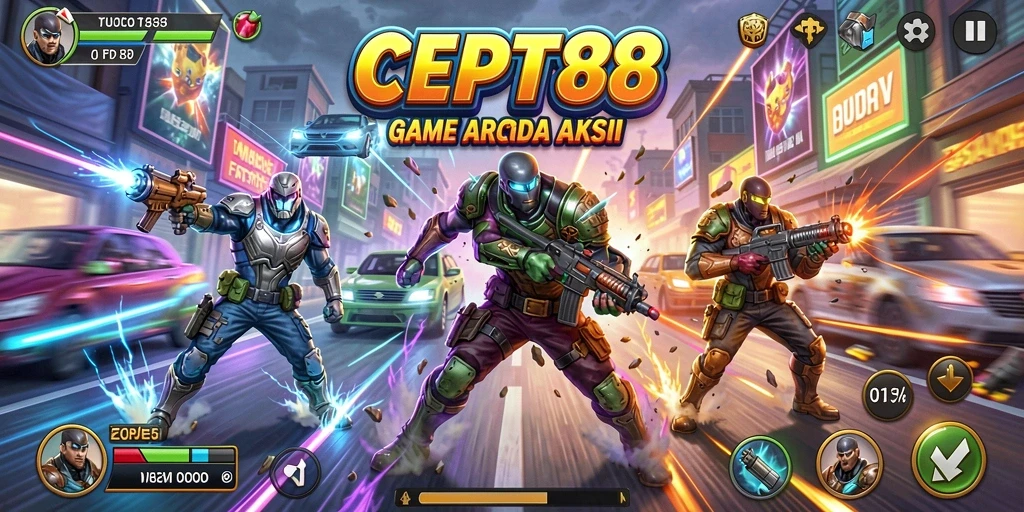 Tampilan gameplay arcade yang seru dan penuh warna di CEPAT88.