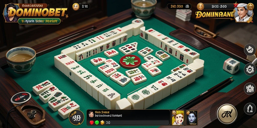Tampilan gameplay menarik dari DOMINOBET dalam permainan Mahjong.