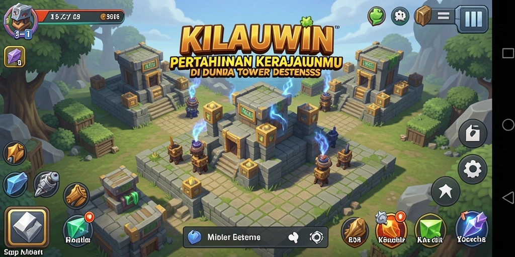 Tampilan gameplay KILAUWIN yang epik dalam pertahanan kerajaan.