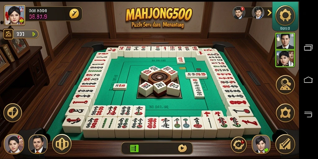Tampilan gameplay menarik dari MAHJONG500 dengan ubin puzzle.