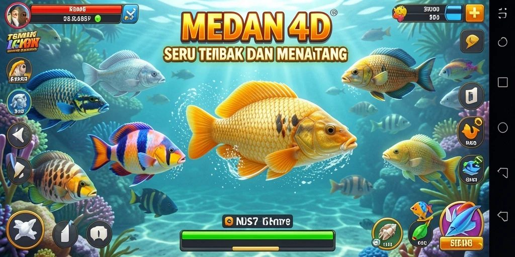 Tangkapan layar menunjukkan aksi seru dalam bermain Tembak Ikan.