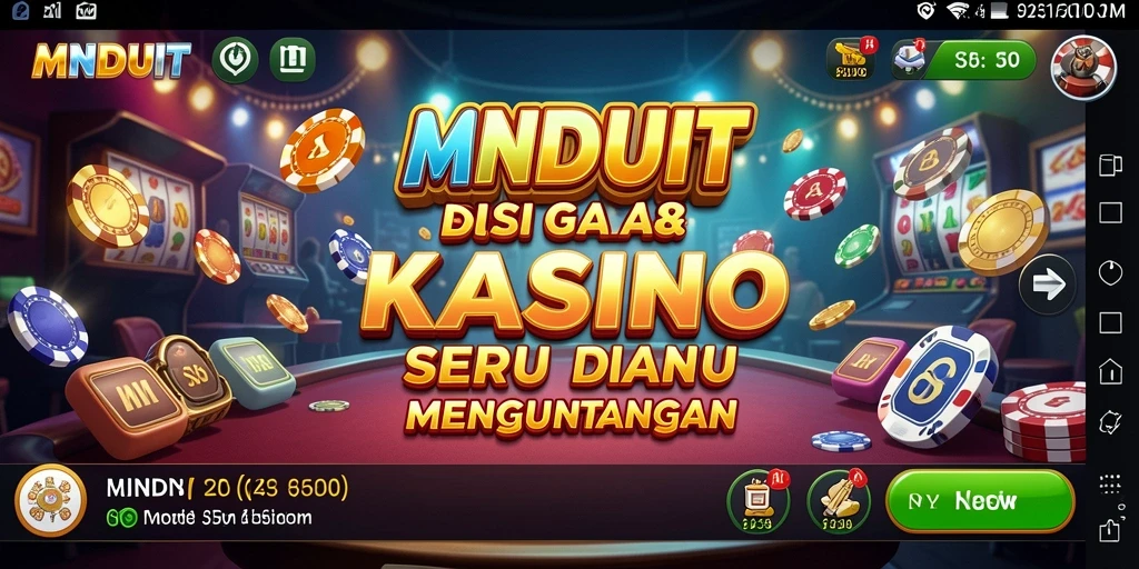 Screenshot gameplay MNDUIT menampilkan suasana kasino yang menarik.