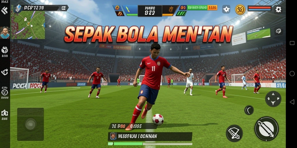 Tampilan seru gameplay sepak bola di PCPC7.