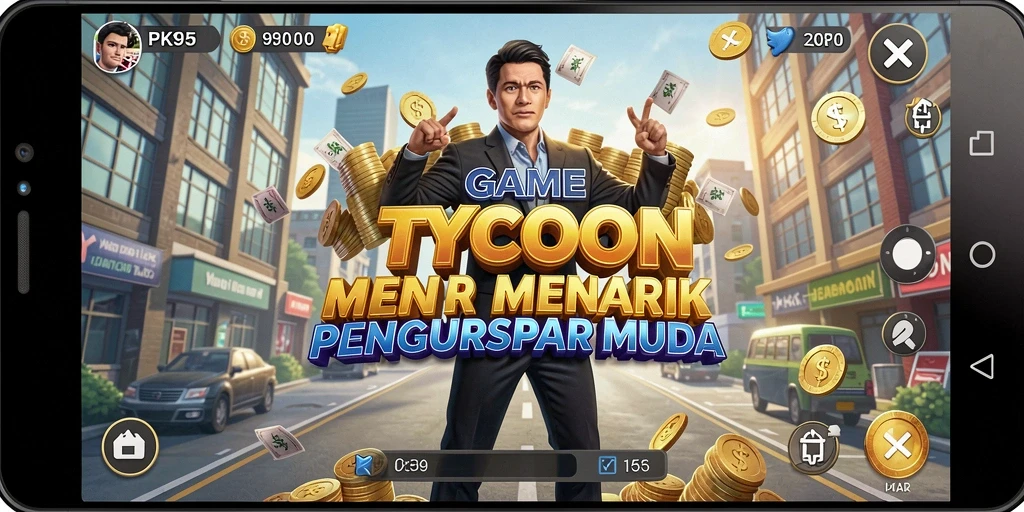 Tampilan gameplay PK95 yang menonjolkan pengalaman Tycoon yang mendebarkan.