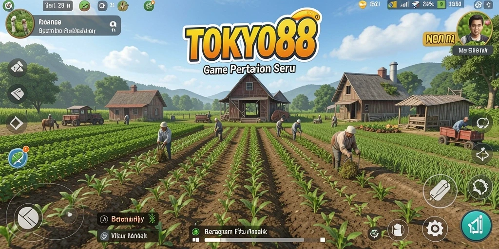 Screenshot utama TOKYO88 menampilkan gameplay bertani yang interaktif dan menyenangkan.