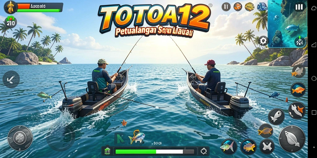 Tampilan gameplay TOTO12 yang menarik dengan aksi memancing seru.