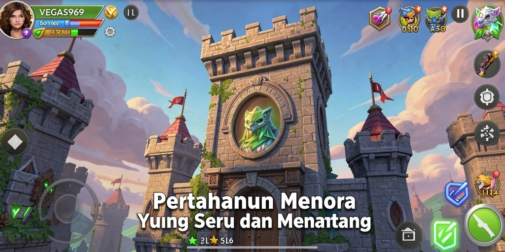 Tampilan gameplay menara yang menarik dari VEGAS969.