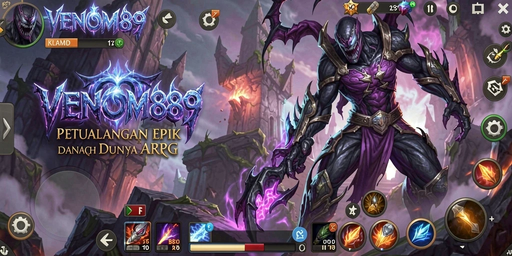 Tangkapan layar dari gameplay VENOM889 menampilkan aksi petualangan yang epik.